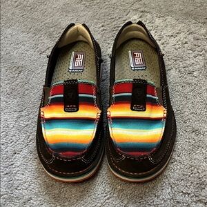 AriatStriped Moccasins - Brown and Multicolor
